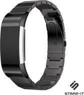 Stalen Smartwatch bandje - Geschikt voor  Fitbit Charge 2 luxe metalen bandje - zwart - Strap-it Horlogeband / Polsband / Armband