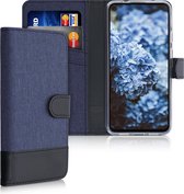 kwmobile telefoonhoesje geschikt voor Google Pixel 4a 5G - Hoesje met pasjeshouder in donkerblauw / zwart - Case met portemonnee