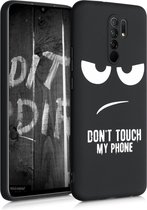 kwmobile telefoonhoesje compatibel met Xiaomi Redmi 9 - Hoesje voor smartphone in wit / zwart - Don't Touch My Phone design