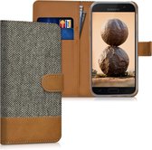 kwmobile telefoonhoesje voor Samsung Galaxy A5 (2017) - Hoesje met pasjeshouder in donkergrijs / bruin - Case met portemonnee