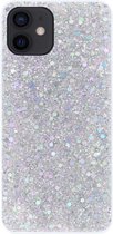 ADEL Premium Siliconen Back Cover Softcase Hoesje Geschikt voor iPhone 12 Mini - Bling Bling Glitter Zilver