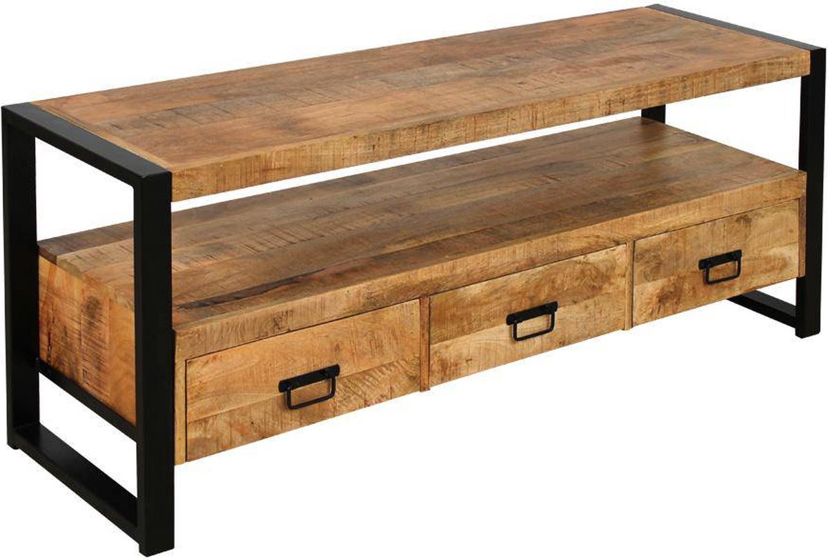 Mangohouten TV Meubel Britt 150 cm Mahom Industrieel - TV Meubel van Mangohout & Metaal - Industriële TV Meubel