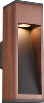 LED Tuinverlichting - Wandlamp Buitenlamp - Trion Enico - GU10 Fitting - Rechthoek - Hout - Natuur Hout