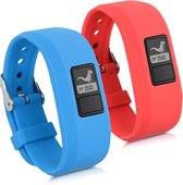 kwmobile horlogeband voor Garmin Vivofit jr. / jr. 2 - Maat S - 2x siliconen armband voor fitnesstracker in rood / blauw
