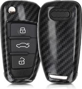kwmobile autosleutelhoes voor Audi 3-knops autosleutel - hardcover beschermhoes - Carbon design - zwart