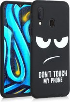 kwmobile telefoonhoesje geschikt voor Samsung Galaxy A20e - Hoesje voor smartphone in wit / zwart - Backcover van TPU - Don't Touch My Phone design