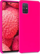 kwmobile telefoonhoesje voor Samsung Galaxy A71 - Hoesje met siliconen coating - Smartphone case in neon roze
