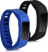 kwmobile horlogeband voor Garmin Vivofit 2 - 2x siliconen bandje in zwart / donkerblauw - Voor fitnesstracker