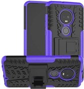 Tyre Texture TPU + PC schokbestendig hoesje voor Motorola G7, met houder (paars)