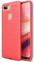 Litchi Texture TPU schokbestendig hoesje voor OPPO A7 (rood)