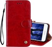 Voor Huawei Honor 6A zakelijke stijl olie wax textuur horizontale flip lederen tas met houder & kaartsleuven & draagriem (rood)