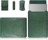 4-in-1 laptop PU lederen tas + powerbag + kabelbinder + muistas voor MacBook 13 inch (groen)