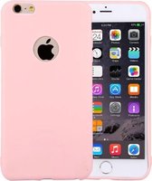 Voor iPhone 6 & 6s effen kleur TPU beschermhoes met rond gat (roze)