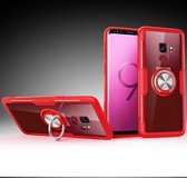 Krasbestendige TPU + acryl ringbeugel beschermhoes voor Galaxy S9 (rood)