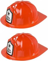 4x stuks rode brandweer verkleed helm - Carnaval en verkleed accessoires - Hoeden/helmen