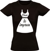Dress to impress Dames t-shirt | jurk | Zwart