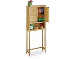 wasmachine ombouw kast - met deuren - 176x70x22,5 cm - rek - bamboe