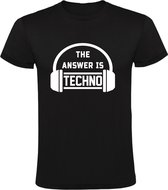 The answer is techno Heren t-shirt | technomuziek | dj | techno | muziek | festival | grappig | cadeau | Zwart