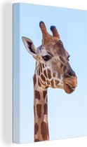 Canvas Schilderij Dier - Giraffe - Lucht - 20x30 cm - Wanddecoratie