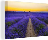 Canvas Schilderij Frankrijk - Lavendel - Kleuren - 90x60 cm - Wanddecoratie