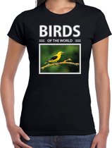 Dieren foto t-shirt Wielewaal - zwart - dames - birds of the world - cadeau shirt Wielewaal vogels liefhebber XL