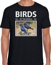 Dieren foto t-shirt Raaf - zwart - heren - birds of the world - cadeau shirt Raven  liefhebber M