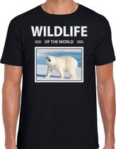 Dieren foto t-shirt ijsbeer - zwart - heren - wildlife of the world - cadeau shirt ijsberen liefhebber L