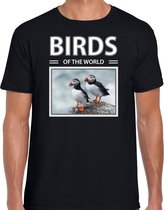 Dieren foto t-shirt Papegaaiduiker - zwart - heren - birds of the world - cadeau shirt Papegaaiduikers liefhebber XL