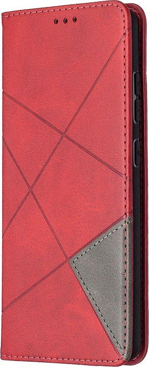 Mobigear Telefoonhoesje geschikt voor Samsung Galaxy S20 FE Hoesje | Mobigear Rhombus Slim Bookcase | Pasjeshouder voor 2 Pasjes | Telefoonhoesje voor Pinpas / OV Kaart / Rijbewijs - Rood