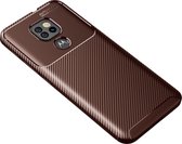 Mobigear Hoesje geschikt voor Motorola Moto G9 Play Telefoonhoesje Flexibel TPU | Mobigear Racing Backcover | Moto G9 Play Case | Back Cover - Bruin