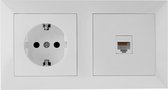 UTP RJ45 Stopcontact - Wandcontactdoos - Igia Cika - Inbouw - 1-voudig Stopcontact - 1-voudig UTP CAT5E - Randaarde - Incl. Afdekraam - Wit