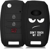 kwmobile autosleutel hoesje voor Kia 3-4-knops autosleutel - Autosleutel behuizing in wit / zwart - Don't Touch My Key design