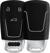kwmobile autosleutel hoesje voor Audi 3-knops Smartkey autosleutel (alleen Keyless Go) - Autosleutel behuizing in zwart / grijs