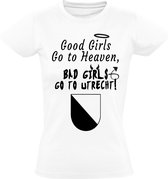 Good girls go to heaven, bad girls go to Utrecht dames t-shirt | Wit