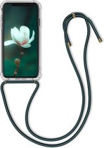 kwmobile telefoonhoesje compatibel met Apple iPhone XR - Hoesje met koord - Back cover in transparant / donkergroen