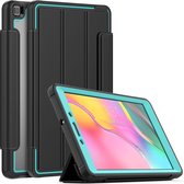 Case2go - Tablet hoes geschikt voor Samsung Galaxy Tab A 8.0 (2019) - Tri-Fold Book Case met Transparante Back Cover en Pencil Houder - Licht Blauw/Zwart