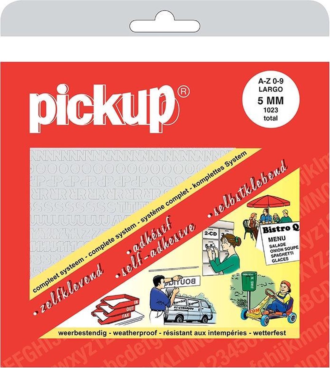 Pickup plakletters en plakcijfers boekje Largo wit - 5 mm