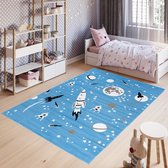 Tapiso Pinky Vloerkleed Blauw Kleed Kinderkamer Speeltapijt Maat- 160x220