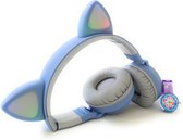 ZaciaToys Bluetooth Draadloze On-Ear Koptelefoon voor Kinderen Blauw Incl. educatief kinderhorloge - Kattenoortjes - Kinder Hoofdtelefoon - Draadloos Headphone - Handsfree - Gehoor