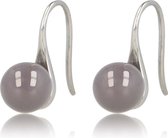 My Bendel zilveren oorhangers met grijze keramieken bol - Zilveren oorbellen met grijze keramieken bol - Met luxe cadeauverpakking