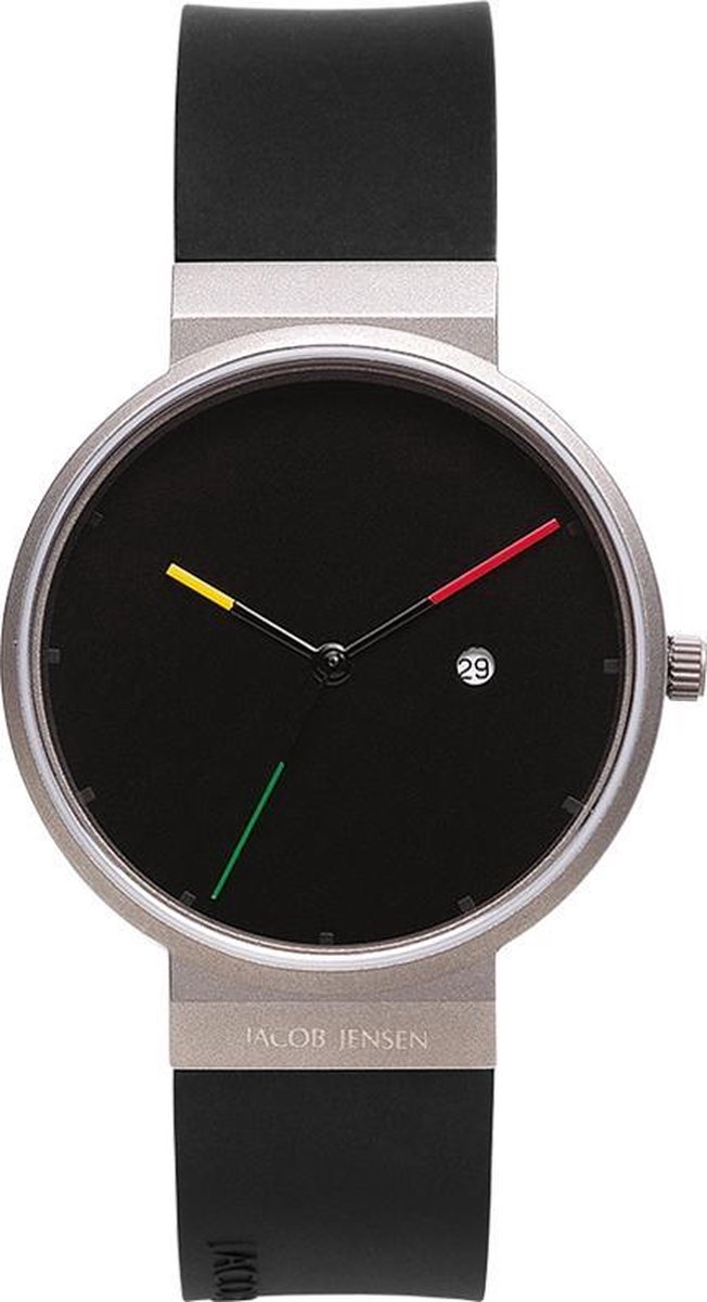 Jacob Jensen 640 Titanium Horloge - Jacob Jensen heren horloge - Zwart - diameter 35 mm - Titanium