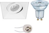 OSRAM - LED Spot Set - Parathom PAR16 930 36D - Primux Nivas Pro - GU10 Fitting - Dimbaar - Inbouw Vierkant - Mat Wit - 3.7W - Warm Wit 3000K - Trimless - Kantelbaar - 150mm