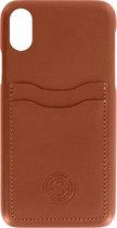 Serenity Dual Pocket Leather Back Cover Apple iPhone X/XS Cognac Brown