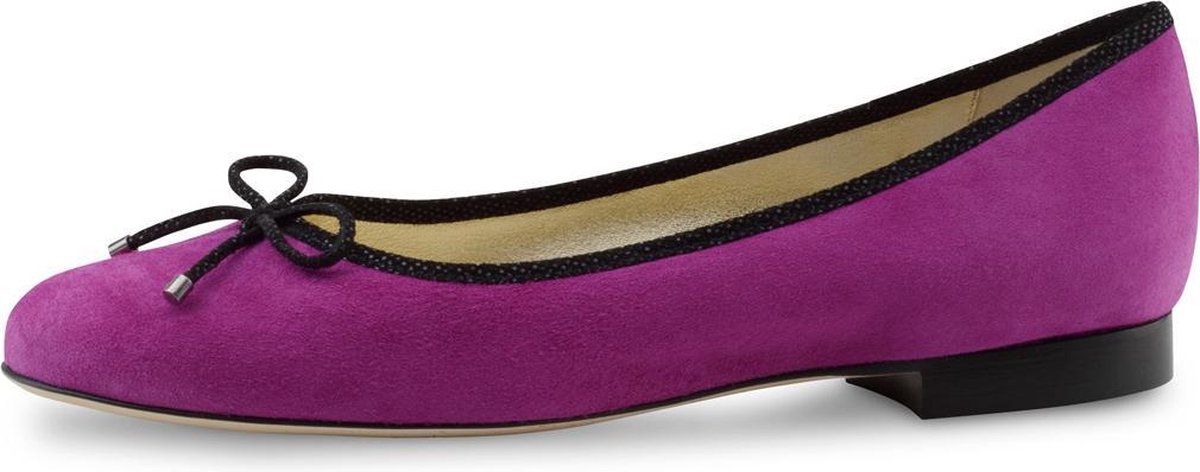 Suède Ballerina's voor Dames – Fuchsia en Zwart – Gewatteerd Voetbed – Strikje – Werner Kern Cassy – Maat 38,5