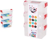 Confortime  Plastic bakje medium - 3 stuks (14 x 9,5 x 7,5 cm)   - Transparant - Stapelbaar & Met deksel