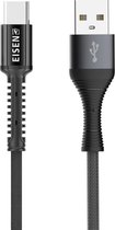Eisenz EZ215 USB-C Toughness Type C Oplaad Kabel 2.4A Fast Cable - zwart 2 Meter