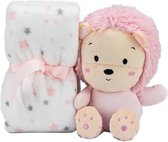 Interbaby Babydeken En Knuffel Leeuw 80 X 110 Cm Pluche Roze