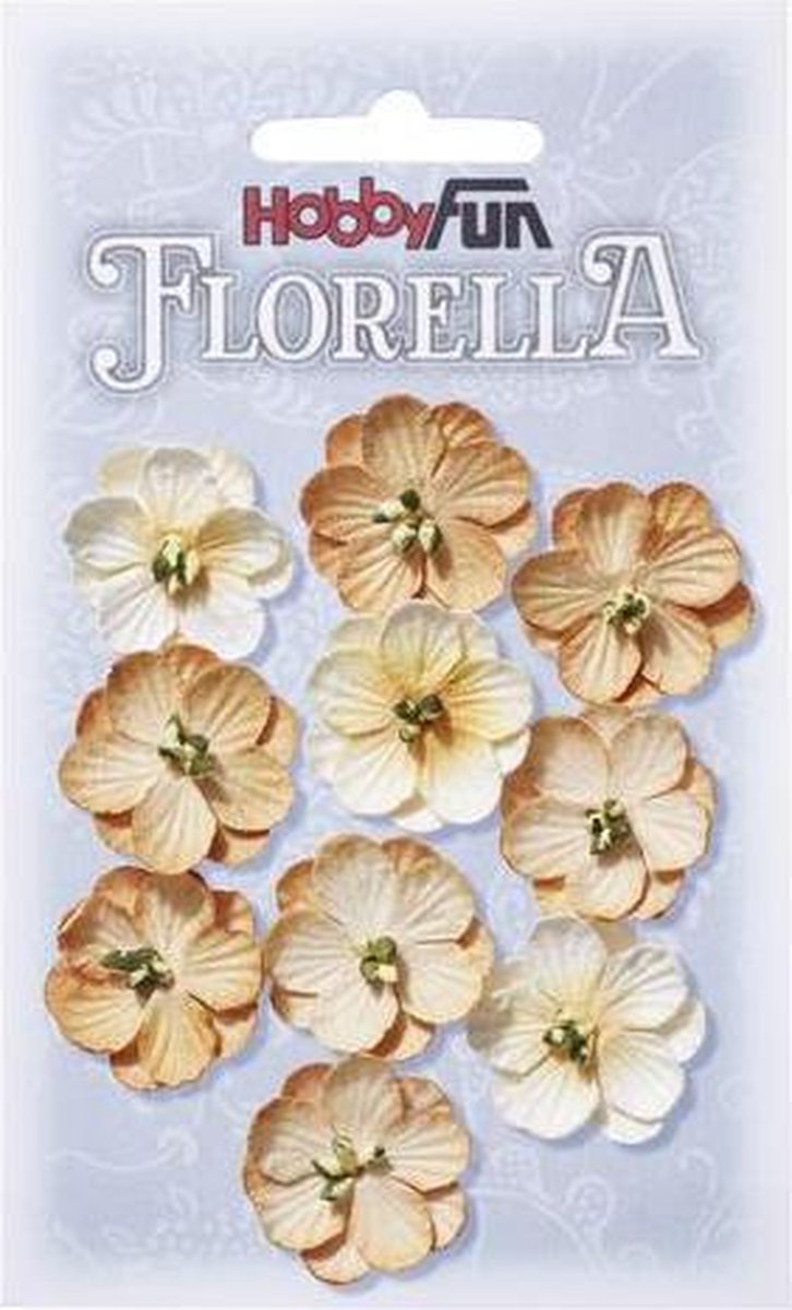 Afbeelding van product Hobbyfun  FLORELLA-Bloemen beige, 2,5cm