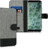 kwmobile telefoonhoesje voor Samsung Galaxy J6 - Hoesje met pasjeshouder in grijs / zwart - Case met portemonnee