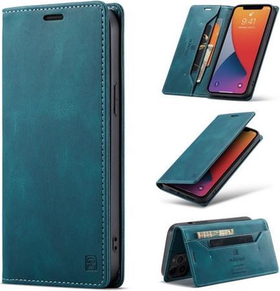 AutSpace - Hoesje geschikt voor iPhone 12 Pro Max - Wallet Book Case - Magneetsluiting - met RFID bescherming - Blauw